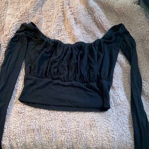 Black off the shoulder crop top